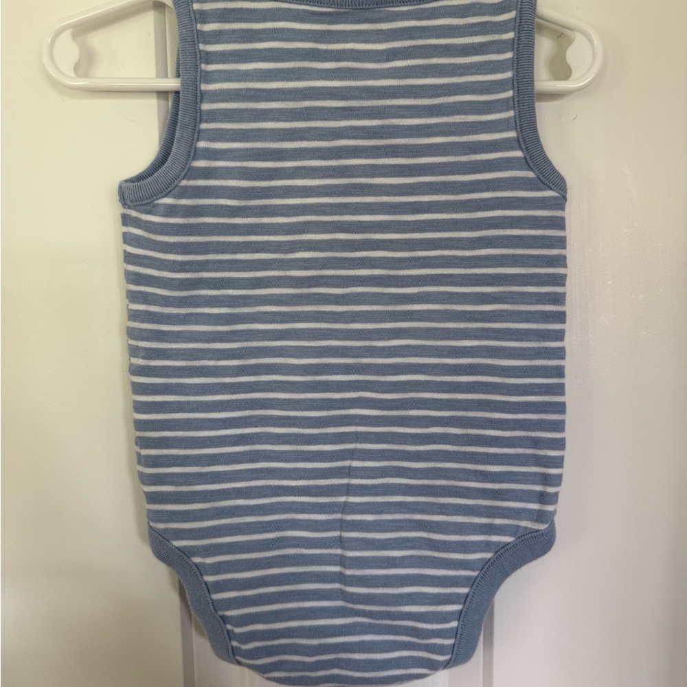 GAP Blue & White Striped Baby Boy Bodysuit w/ Bear - Size 12- 18 months - Picture 2 of 3